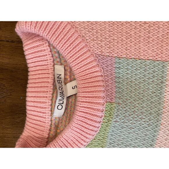 Olivia Rubin Aria Color Block Pastel Sweater Crew Neck Pullover Cotton revolve S - Picture 10 of 11